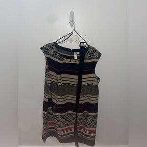 Emma & Michele Black and Cream Pleated Sheath Dress